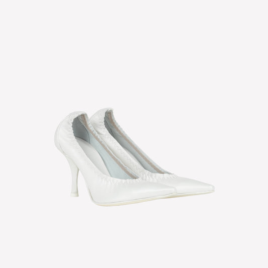 WHITE NAPPA LEATHER PUMPS WITH ELASTICIZED NECKLINE TULIPAN - Spring Summer Preview | Roberto Festa