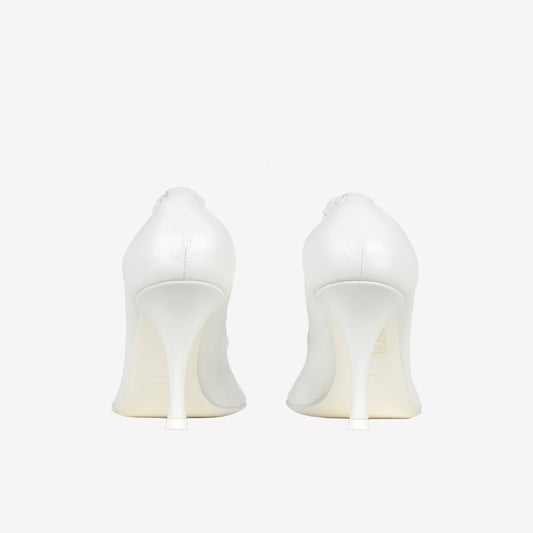 WHITE NAPPA LEATHER PUMPS WITH ELASTICIZED NECKLINE TULIPAN - Bianco | Roberto Festa