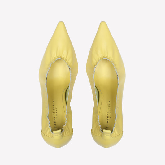 MIMOSA NAPPA LEATHER PUMPS WITH ELASTICIZED NECKLINE TULIPAN - Giallo | Roberto Festa