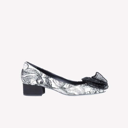 JACQUARD FABRIC PUMPS WITH TULLE FLOWER VICTOR - NO DISCOUNT | Roberto Festa