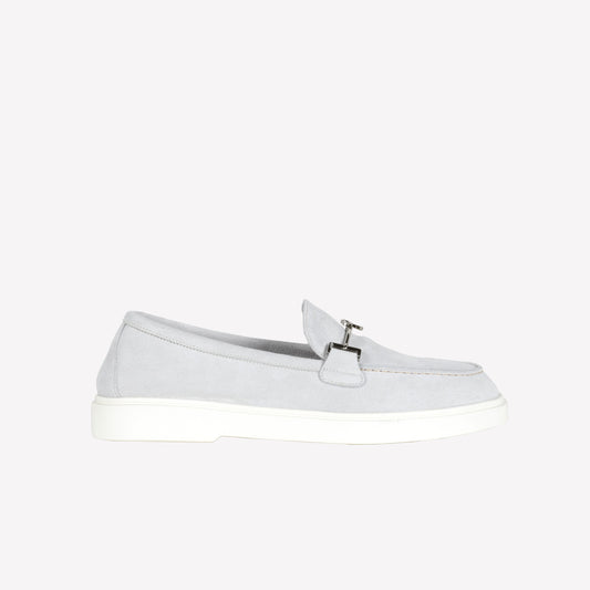 GREY ICE SUEDE LOAFER WITH CLAMP WAVE - Bianco | Roberto Festa