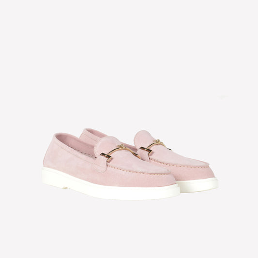 PINK COLORED SUEDE LOAFER WITH CLAMP WAVE - Rosa | Roberto Festa